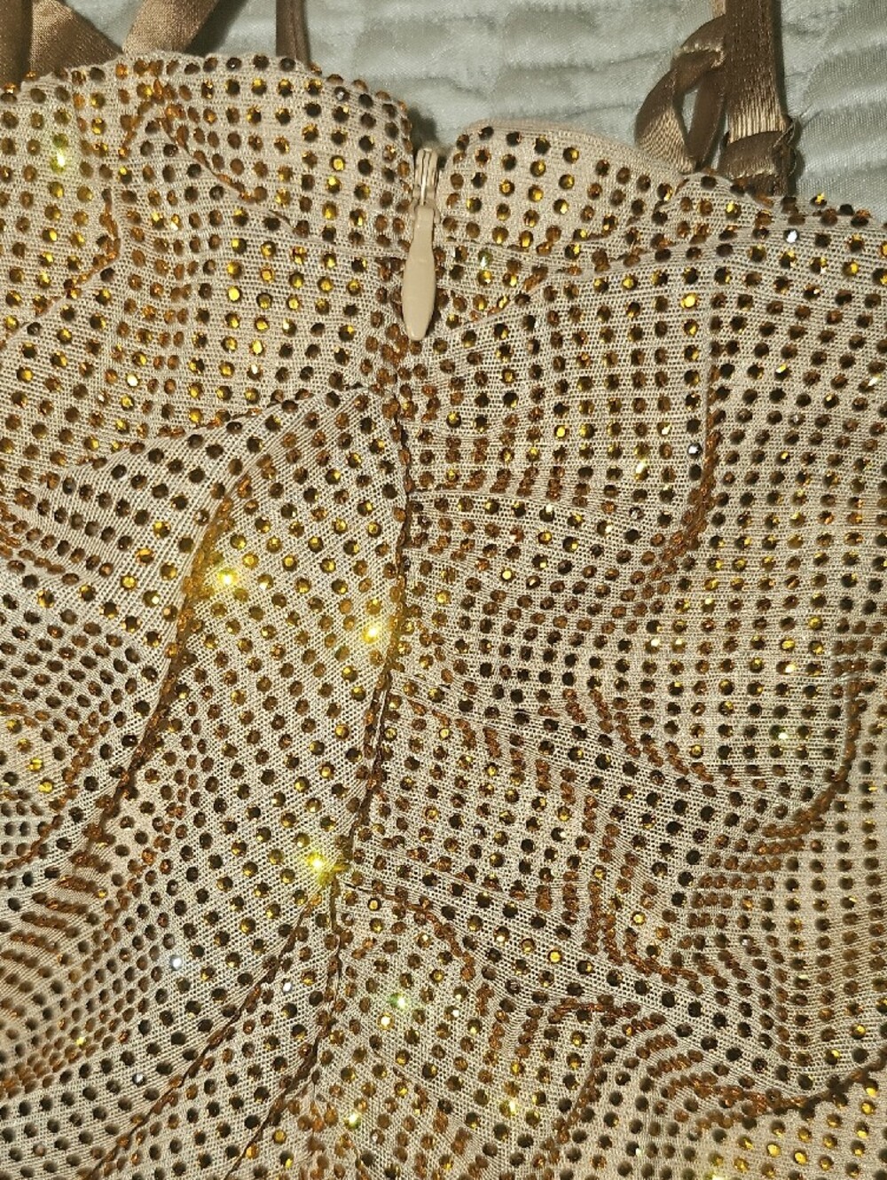 NWOT Oh Polly - Neréa - Gold Ruched Embellished Mini Dress - Picture 5 of 8